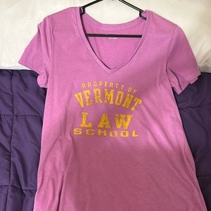 V-Neck Purple Vermont Law School Tee - Large (New without tags)
